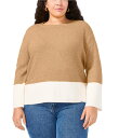 【送料無料】 ヴィンスカムート レディース パーカー・スウェット フーディー アウター Plus Size Knit Color Block Crew Neck...