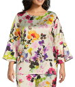 【送料無料】 キャロライン ローズ レディース カットソー トップス Plus Size Brilliant Floral Bouquet Print Sati...