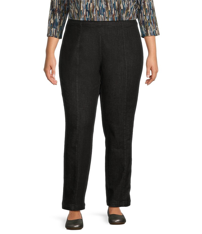 【送料無料】 イントロ レディース カジュアルパンツ ボトムス Plus Size Nia Straight Leg Pull-On Pants Black Sea