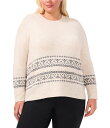 【送料無料】 セセ レディース パーカー・スウェット フーディー アウター Plus Size Fair Isle Jersey Knit Crew Neck ...
