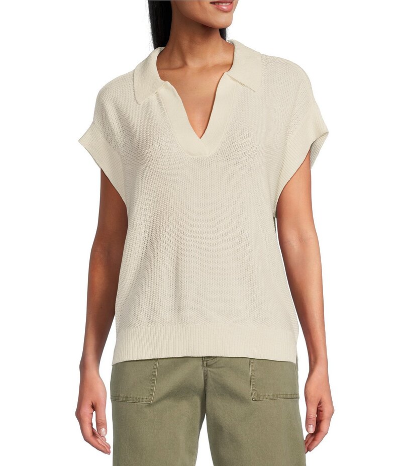 ̵ ȥåߡХϥ ǥ  ȥåץ Short Sleeve Johnny Collar Linen Top Coc...