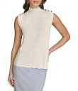 【送料無料】 ダナキャラン レディース パーカー・スウェット フーディー アウター Yarn Knit Button Mock Neck Sleeveless ...