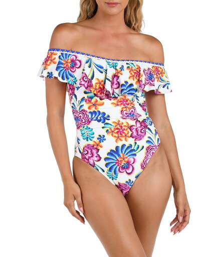 【送料無料】 ラブランカ レディース ワンピース トップス Flor De Paradiso Ruffle Off-The-Shoulder Back Lace-Up One Piece Swimsuit Multi 【送料無料】 ラブランカ レディース ワンピース トップス Flor De Paradiso Ruffle Off-The-Shoulder Back Lace-Up One Piece Swimsuit Multi