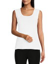 【送料無料】 ミンウォン レディース シャツ トップス Scoop Neck Sleeveless Side Slit Knit Tank Top White(4)