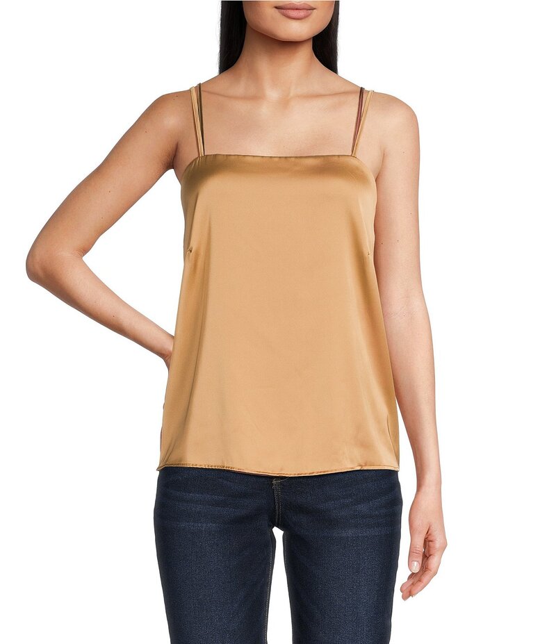 【送料無料】 モダン ムーブメント レディース シャツ トップス Reversible Satin Sleeveless Adjustable Strap Cami Gold/Rose Brown