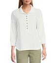 【送料無料】 ウエストバウンド レディース シャツ トップス Knit Elbow Sleeve Henley Top White(4)