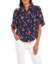 【送料無料】 カレンケーン レディース シャツ トップス Carnation Print Spread Collar Short Puff Sleeve Shi...