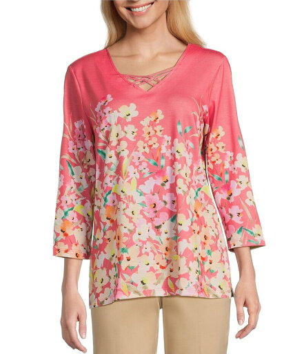 【送料無料】 アリソン デイリー レディース シャツ トップス Living Floral Print 3/4 Sleeve Criss Cross V-Neck Knit Top Living Floral 【送料無料】 アリソン デイリー レディース シャツ トップス Living Floral Print 3/4 Sleeve Criss Cross V-Neck Knit Top Living Floral
