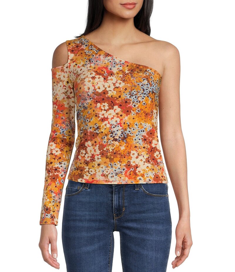 【送料無料】 ゲス レディース シャツ トップス One Sleeve Heidi Printed Top Riley Daisies Print