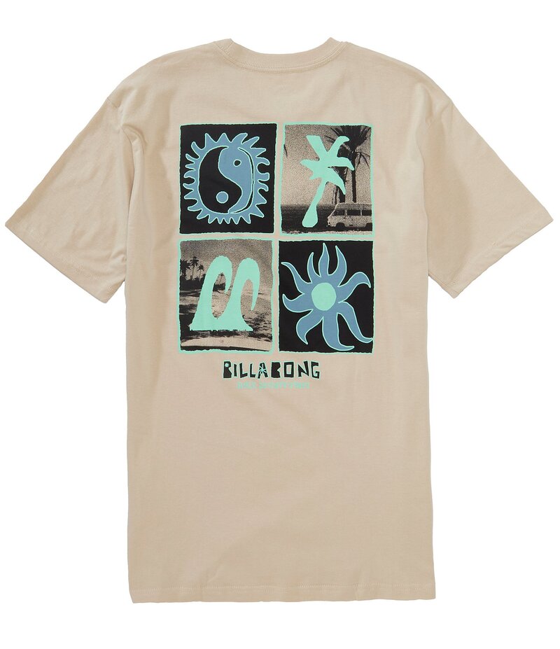 【送料無料】 ビラボン メンズ シャツ トップス Twin Peaks Short Sleeve Graphic T-Shirt Bleached Sand