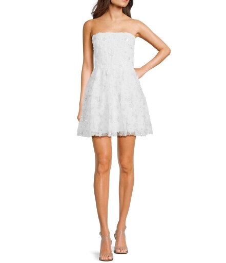 【送料無料】 ミッドナイト ドール レディース ワンピース トップス Soutache Sequin Beaded Strapless Mini Dress White 【送料無料】 ミッドナイト ドール レディース ワンピース トップス Soutache Sequin Beaded Strapless Mini Dress White