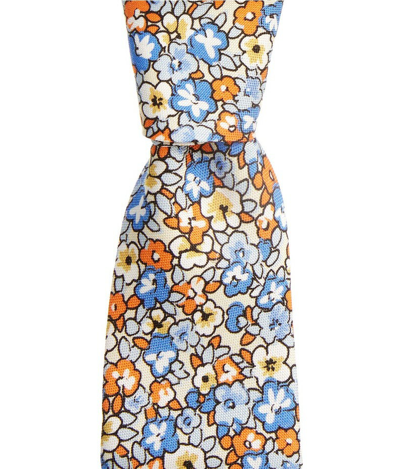 【送料無料】 ラウンドトゥリーアンドヨーク メンズ ネクタイ アクセサリー Drawn Flowers 2 3/4 Silk Tie Orange