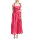 【送料無料】 バードット レディース ワンピース トップス Mirelle Linen Blend Square Neck Sleeveless Tie Straps Ruched Drop Waist Maxi Dress Hot Pink