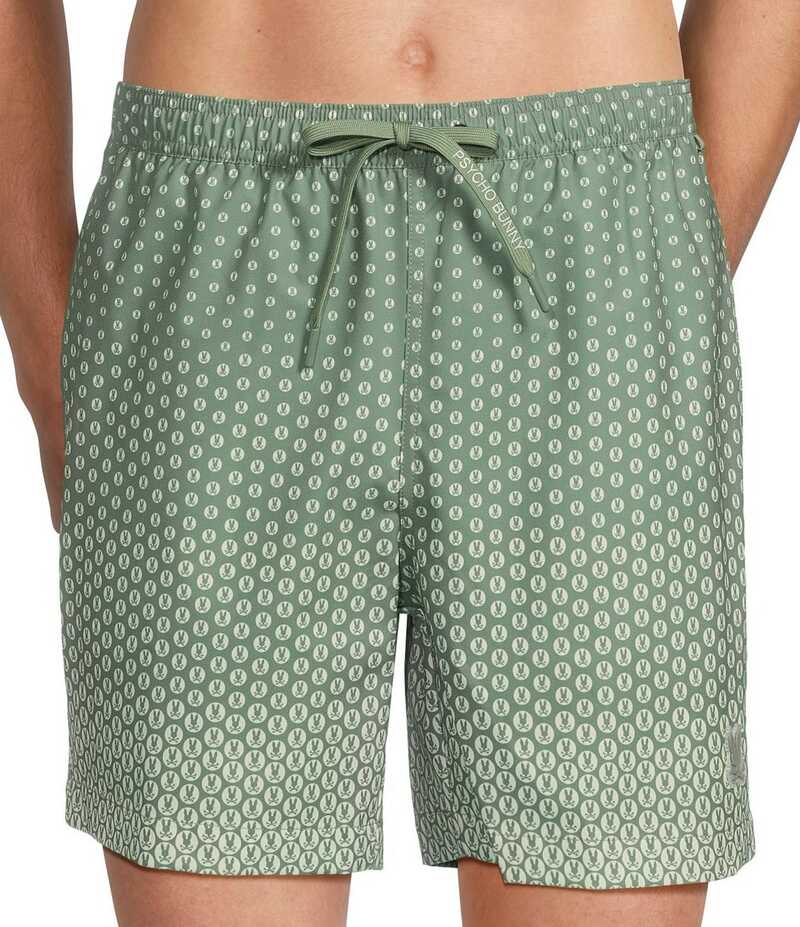 【送料無料】 サイコバニー メンズ ハーフパンツ・ショーツ 水着 Bendigo Allover Printed 5 3/4 Swim Trunks Green