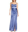 【送料無料】 ハニーアンドロージー レディース ワンピース トップス Satin Ruched Side Front Slit Lace-Up Back Lon...