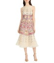 【送料無料】 マギーロンドン レディース ワンピース トップス Illusion Boat Neck Sleeveless Butterfly Printed Organza Trumpet Midi Dress Ivory/Pink(4)