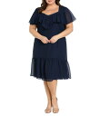 【送料無料】 アールアンドエムリチャーズ レディース ワンピース トップス Plus Size Sweetheart Neck Drop Waist Midi Dress Navy