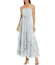 【送料無料】 マックダガル レディース ワンピース トップス Strapless Floral Ruffled Gown Blue Multi