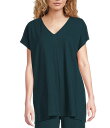 【送料無料】 エイリーンフィッシャー レディース カットソー トップス Crinkle Jersey V-Neck Short Sleeve Top Alpin...