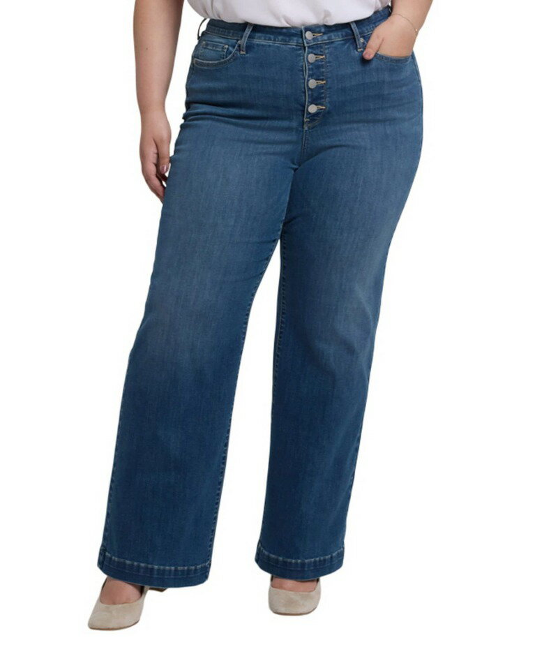 【送料無料】 エヌワイディージェイ レディース デニムパンツ ボトムス Plus Size Teresa Wide-Leg Button-Front Jeans Costa Brava