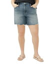 【送料無料】 シルバー ジーンズ レディース ハーフパンツ・ショーツ ボトムス Plus Size High Rise Frayed Hem Shorts Indigo(4)