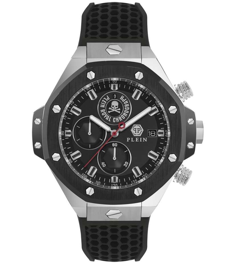 【送料無料】 フィリッププレイン レディース 腕時計 アクセサリー Men's Plein Royal Chronograph Black Silicone Strap Watch Black