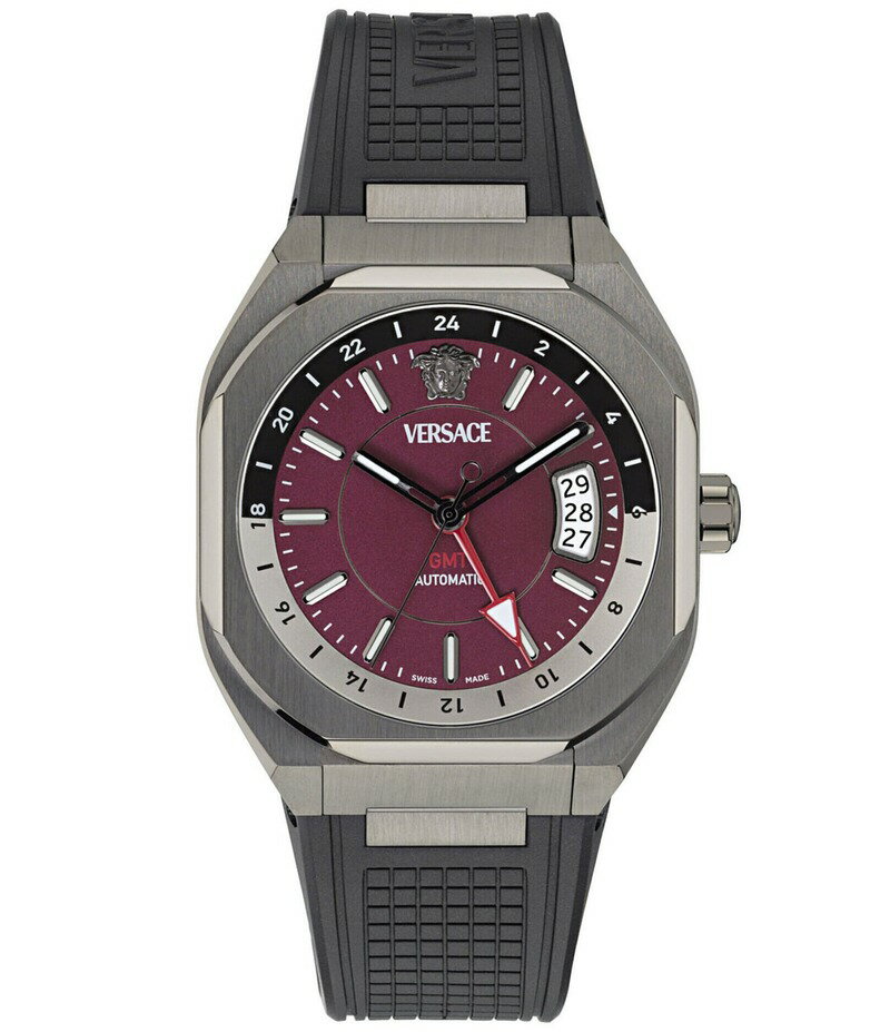 ヴェルサーチ レディース アクセサリー 腕時計 Versace Men's V-Contempo GMT Automatic Black Strap Watch Black ブラック