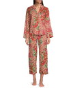 【送料無料】 ジョニーワズ レディース ナイトウェア アンダーウェア Allover Print Woven 3/4 Sleeve Notch Collar C...