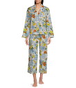 【送料無料】 ジョニーワズ レディース ナイトウェア アンダーウェア Citrus Print Woven 3/4 Sleeve Notch Collar Cr...
