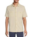 【送料無料】 ラウン メンズ シャツ トップス Tourister Short Sleeve Solid Jacquard Coat Front Shirt W...
