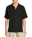 【送料無料】 カリビアン メンズ シャツ トップス Pintuck Linen Short Sleeve Woven Camp Shirt Black(4)