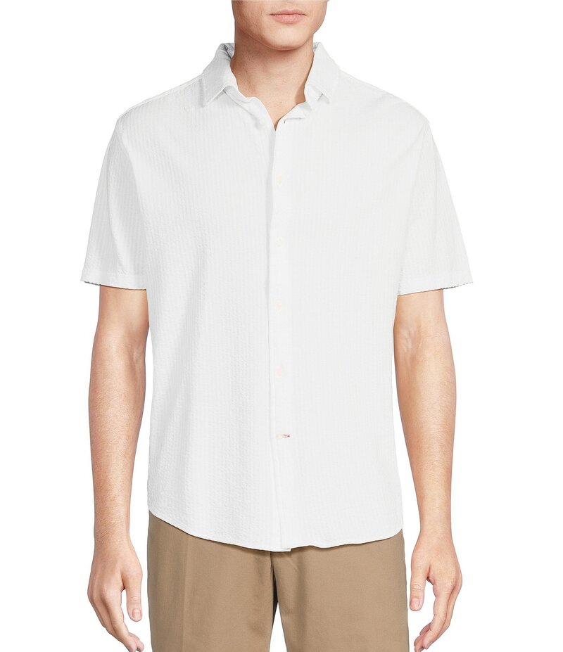 ダニエル クレミュ メンズ トップス シャツ コート Cremieux Blue Label Solid Seersucker Short Sleeve Coa...