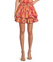 【送料無料】 スカイズアブルー レディース スカート ボトムス Coordinating Floral Print High Waisted Tiered Mini Skirt Bright Coral(4)
