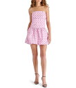 【送料無料】 スティーブ マデン レディース ワンピース トップス Gigi Poplin Dotted Print Strapless Drop Waist Bubble Skirt Mini Dress Pink Tulle