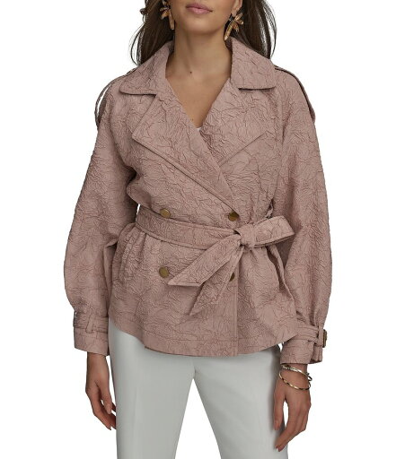 【送料無料】 ダナキャラン レディース コート アウター Textured Tie Waist Button Front Jacket Apricot Haze 【送料無料】 ダナキャラン レディース コート アウター Textured Tie Waist Button Front Jacket Apricot Haze