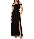 【送料無料】 アイダンマットックス レディース ワンピース トップス Off The Shoulder 3D Floral Applique Mesh Shea...