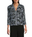 【送料無料】 アレックスイブニングス レディース ワンピース トップス Petite Size V-Neck Scalloped Lace Lined Embroidered Top Black/Hydrangea