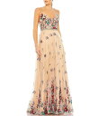 【送料無料】 マックダガル レディース ワンピース トップス Floral Embellished Tulle V-Neck Sleeveless Gown N...