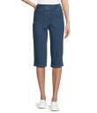 【送料無料】 アリソン デイリー レディース カジュアルパンツ ボトムス Petite Size Side Slit Pull-On Stretch Denim Skimmer Capri Pants Chambray