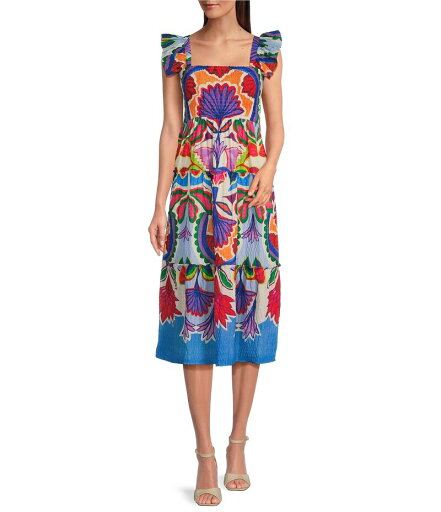 【送料無料】 ヴィンスカムート レディース ワンピース トップス Printed Square Neck Sleeveless Tiered Midi Dress Multi 【送料無料】 ヴィンスカムート レディース ワンピース トップス Printed Square Neck Sleeveless Tiered Midi Dress Multi