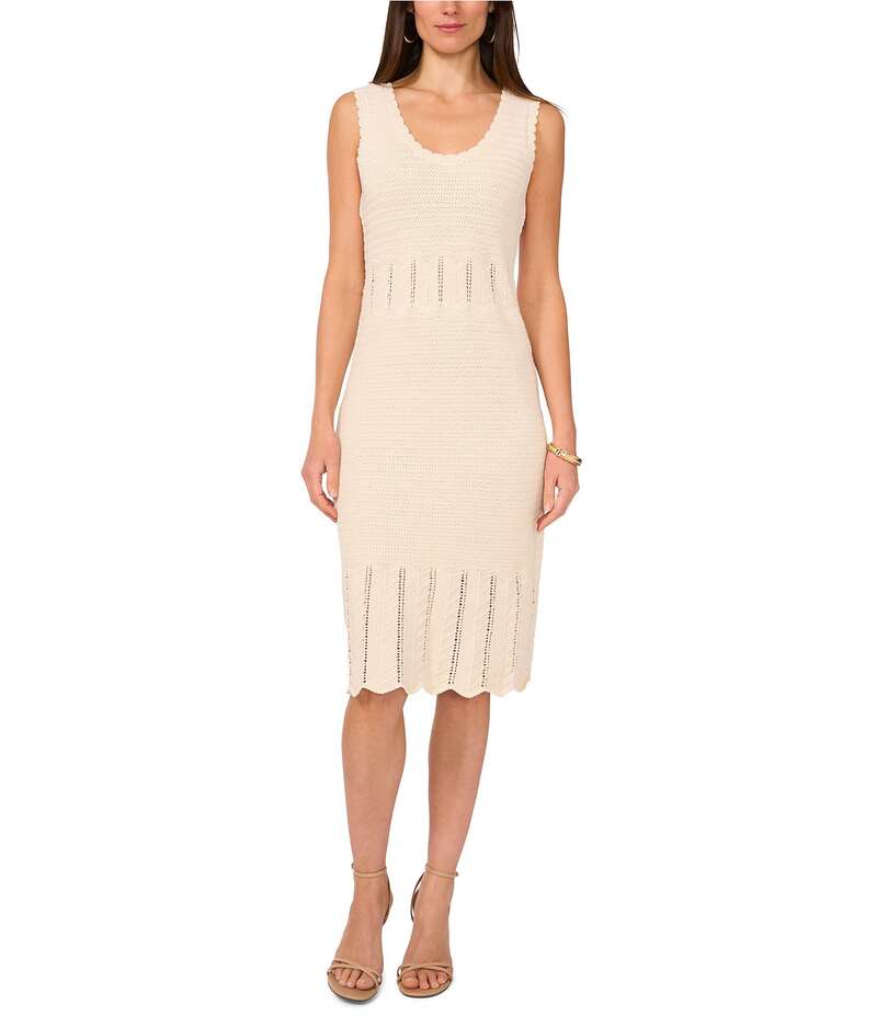 【送料無料】 ヴィンスカムート レディース ワンピース トップス Knit Scoop Neck Sleeveless Knee Length Sheath Dress Birch