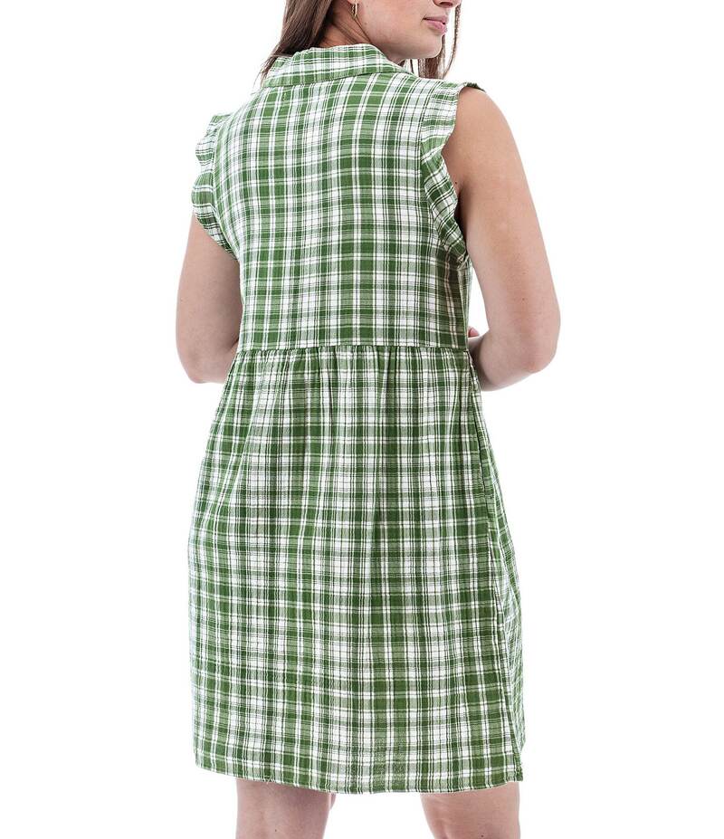 【送料無料】 アベンチュラ レディース ワンピース トップス Clothing Women's Montrose Plaid Gauze Yarn Dye Woven Point Collar A-Line Dress Artichoke