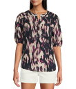 【送料無料】 ウエストバウンド レディース シャツ トップス 3/4 Sleeve Point Collar Y-Neck Button Front Shirt Viola Ikat