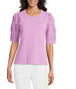 【送料無料】 インベストメンツ レディース ニット・セーター アウター Stitch Detail Short Sleeve Crew Neck Top Violet Tulle(4)