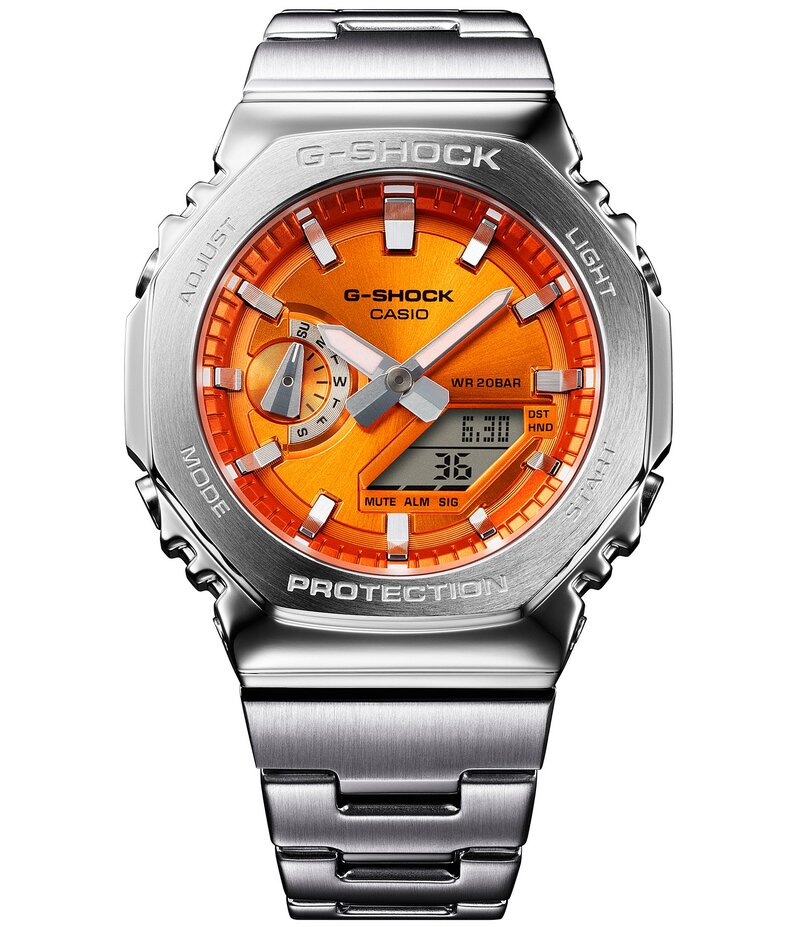 【送料無料】 ジーショック レディース 腕時計 アクセサリー Men's Multifunction Stainless Steel Bracelet Watch Orange