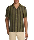 【送料無料】 ムラノ メンズ シャツ トップス Crocodile World Collection Open Weave Stripe Camp Collar...