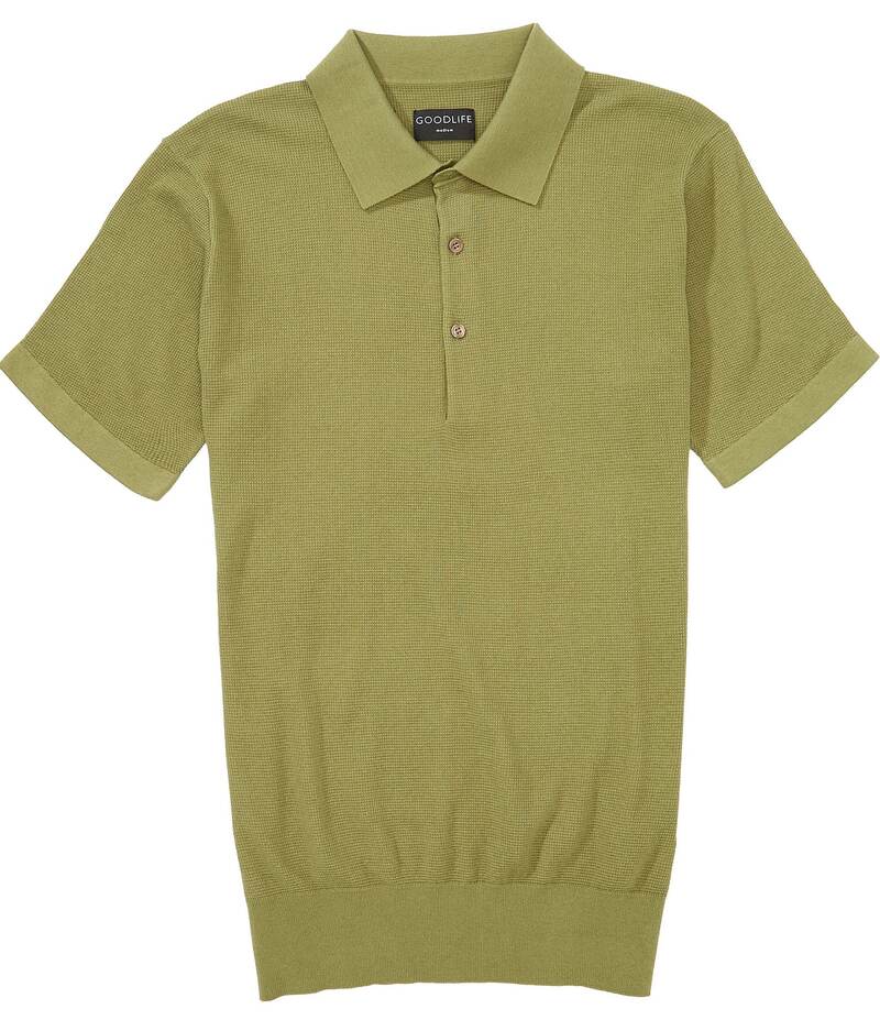 【送料無料】 グッドライフ メンズ シャツ トップス Solid Waffle Short Sleeve Polo Shirt Mosstone