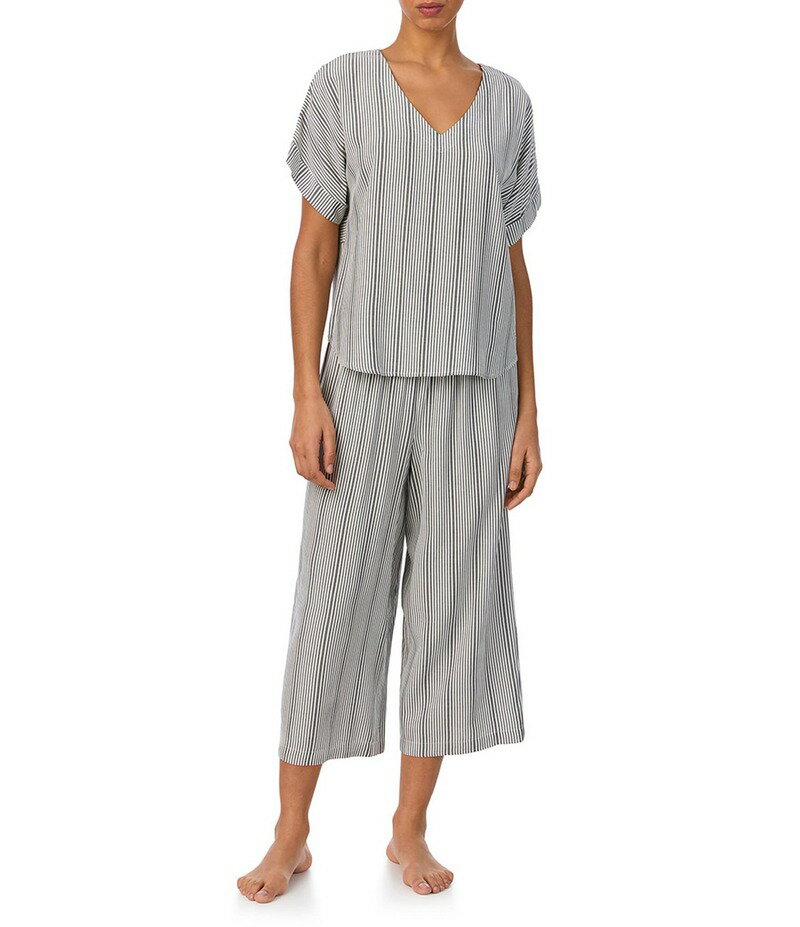 ̵ ʥ ǥ ʥȥ  Striped Short Sleeve V Neck Woven C...