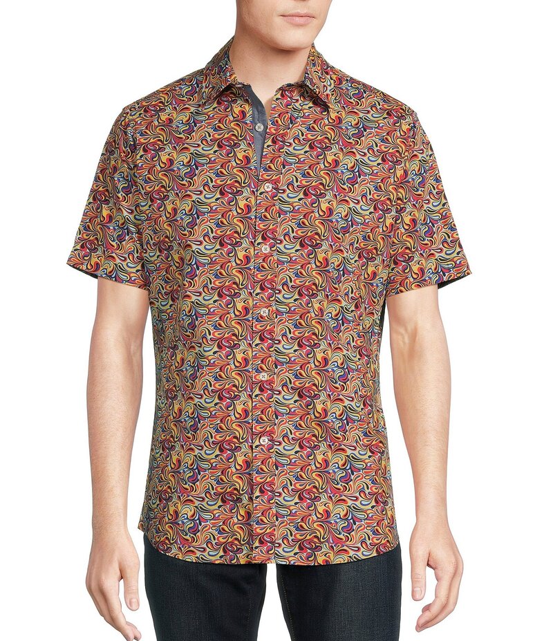 【送料無料】 ダニエル クレミュ メンズ シャツ トップス Premium Denim Modern Paisley Print Stretch Short-Sleeve Woven Shirt Multi