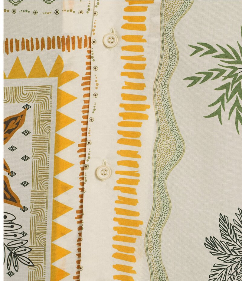 ムラノ メンズ トップス シャツ スリムフィット プリント トール レース Murano Big & Tall Crocodile World Collection Slim Fit Placed Bandana Print Short Sleeve Woven Camp Shirt Cream クリーム